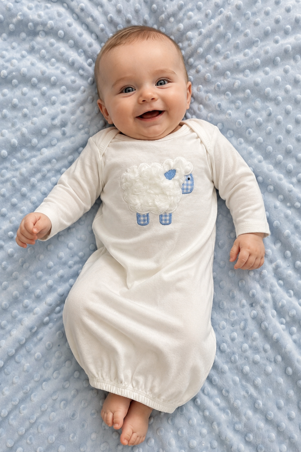 Blue Sheep Newborn Gown