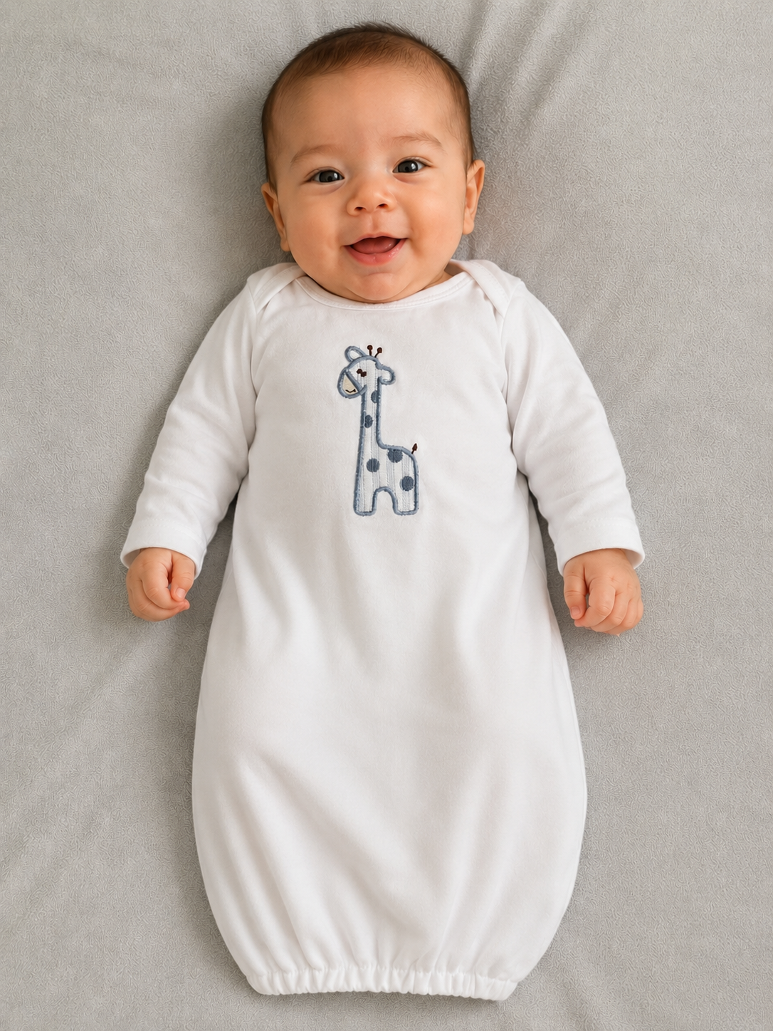 Blue Giraffe Newborn Gown