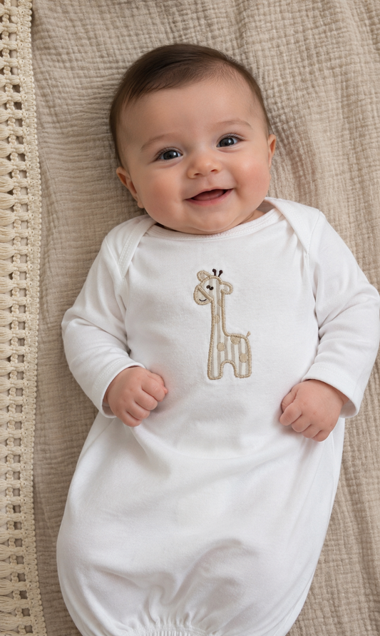 Tan Giraffe Newborn Gown