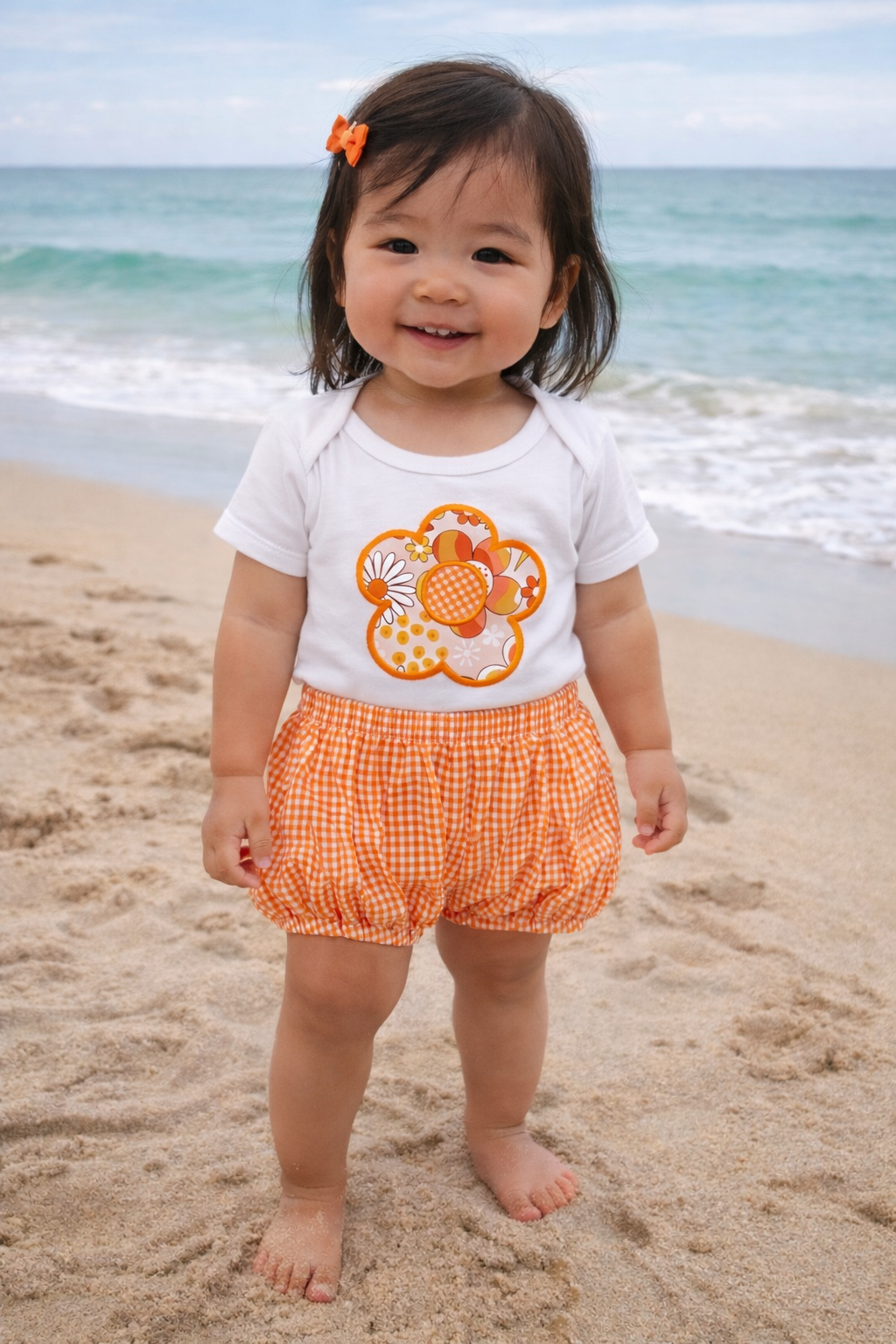 Orange Flower Bloomer Set
