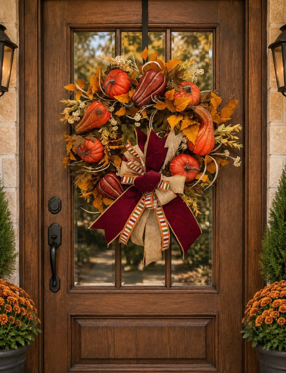 26" Pumpkin & Gourd Wreath
