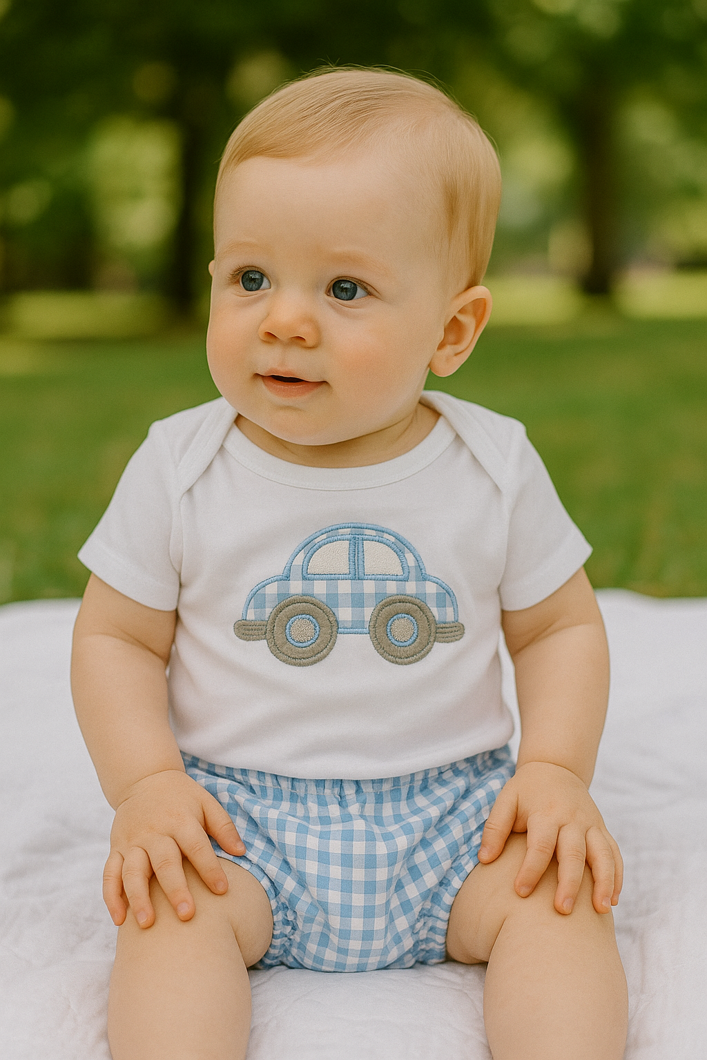 Diaper Cover Set-Blue Car applique