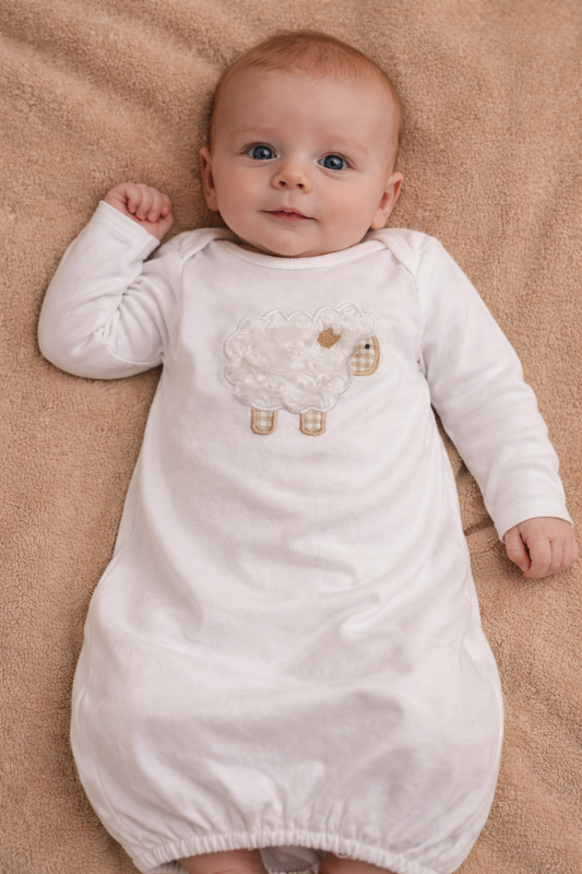 White Sheep Newborn Gown