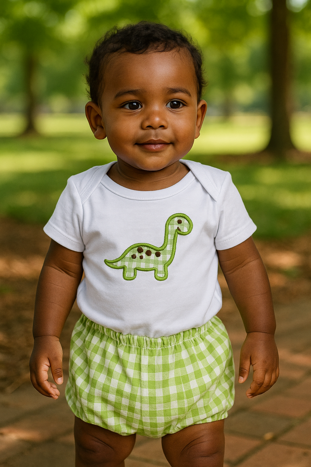 Diaper Cover Set-Green Dinosaur applique