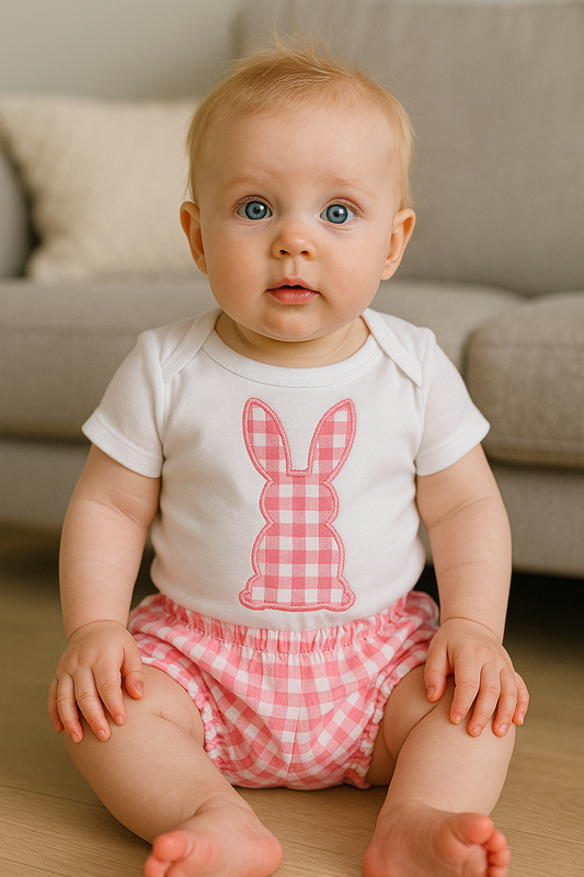 Pink Bunny Applique Bloomer Set